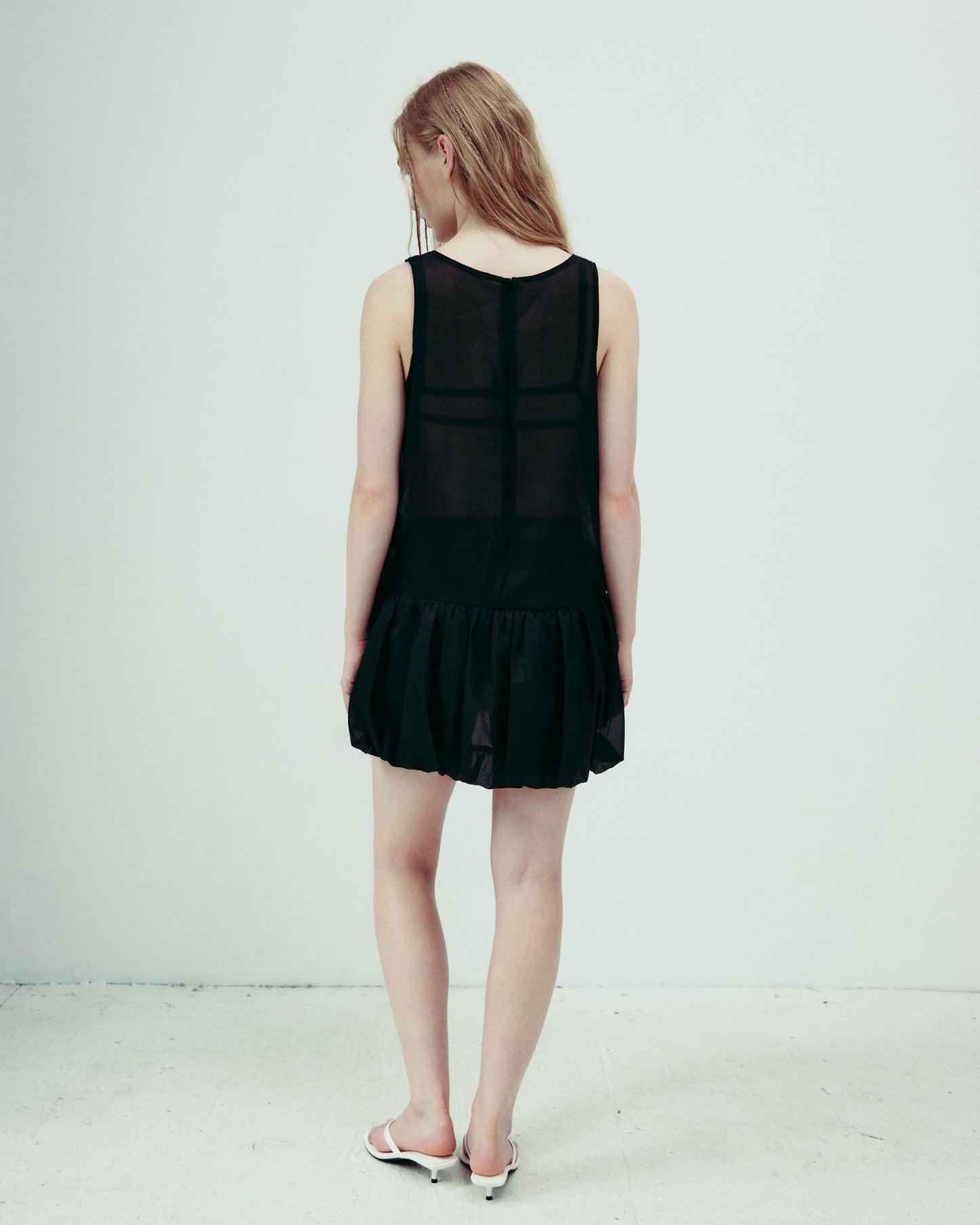 DROP 5 SHEER BALLON DRESS BLACK