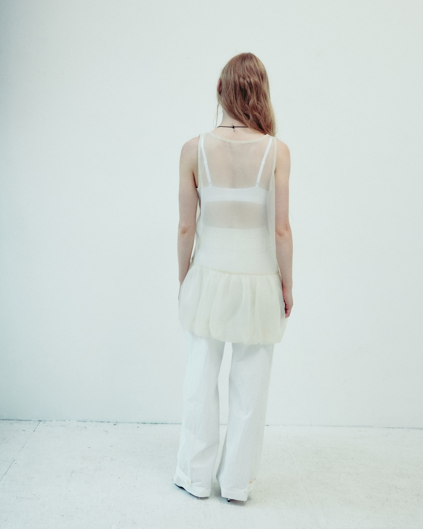 DROP 5 SHEER BALLON DRESS CREAM