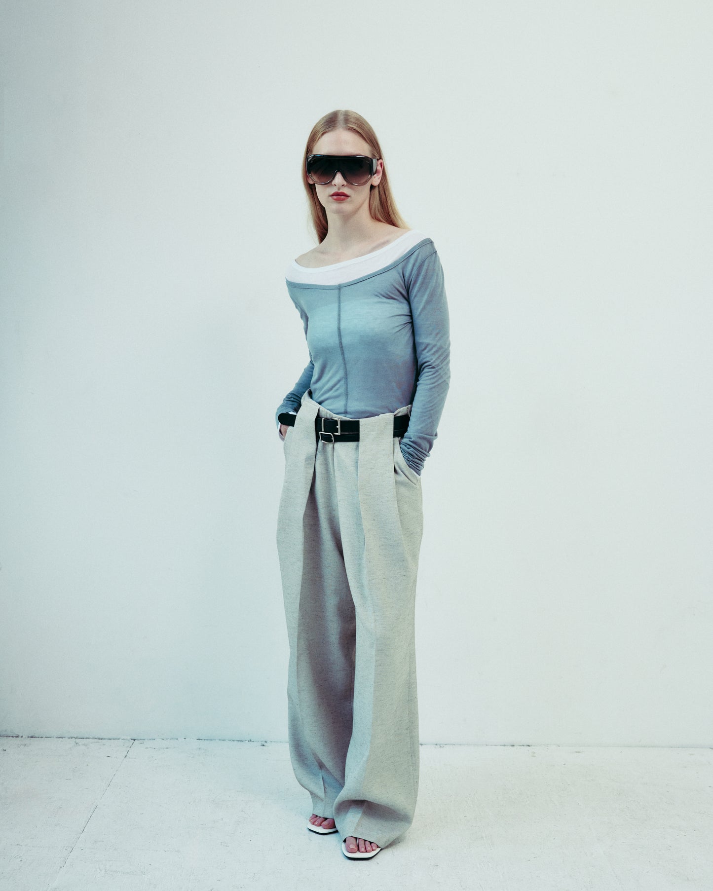 DROP 5 DUAL BELTED LINEN TROUSER