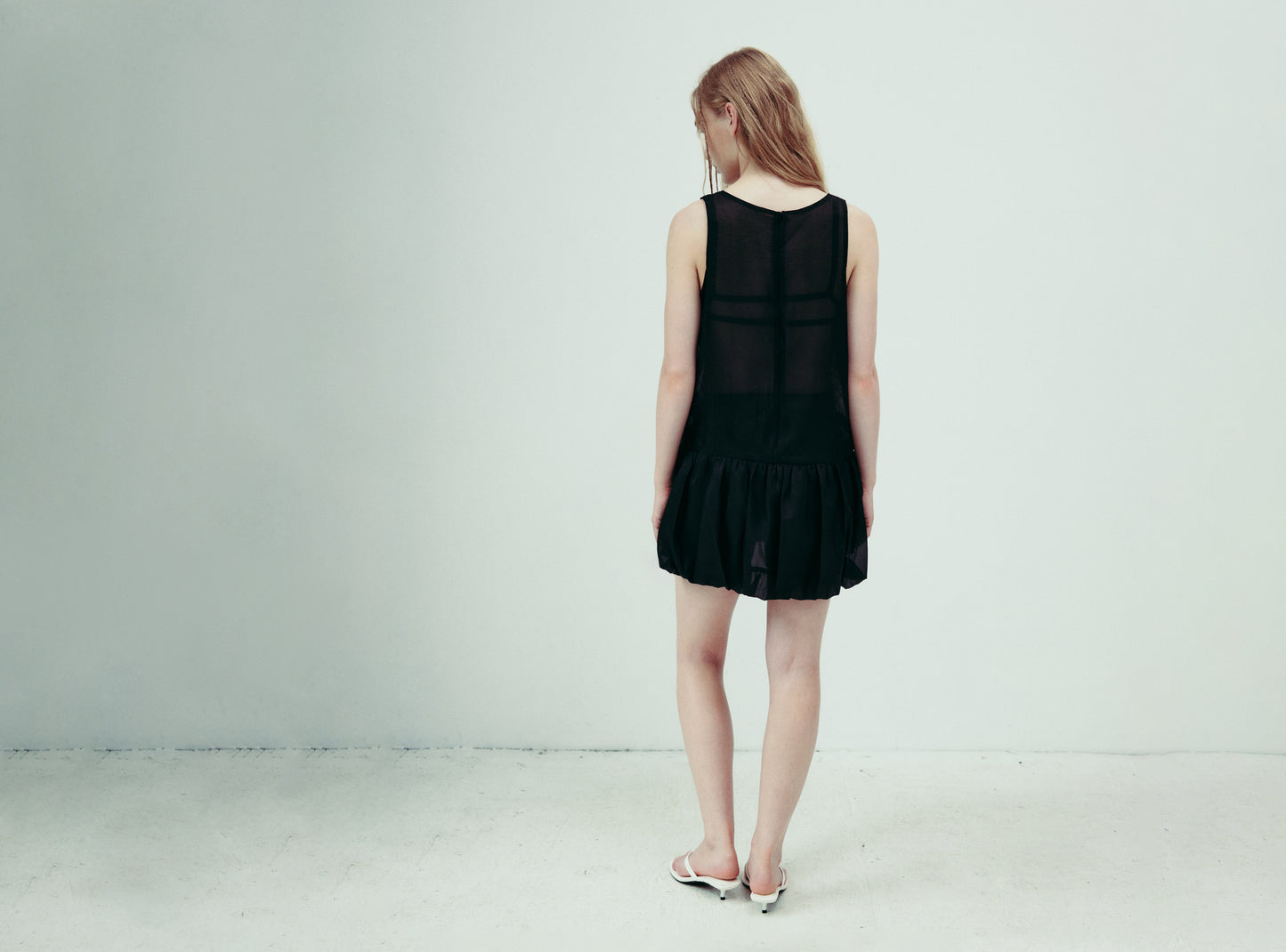 DROP 5 SHEER BALLON DRESS BLACK