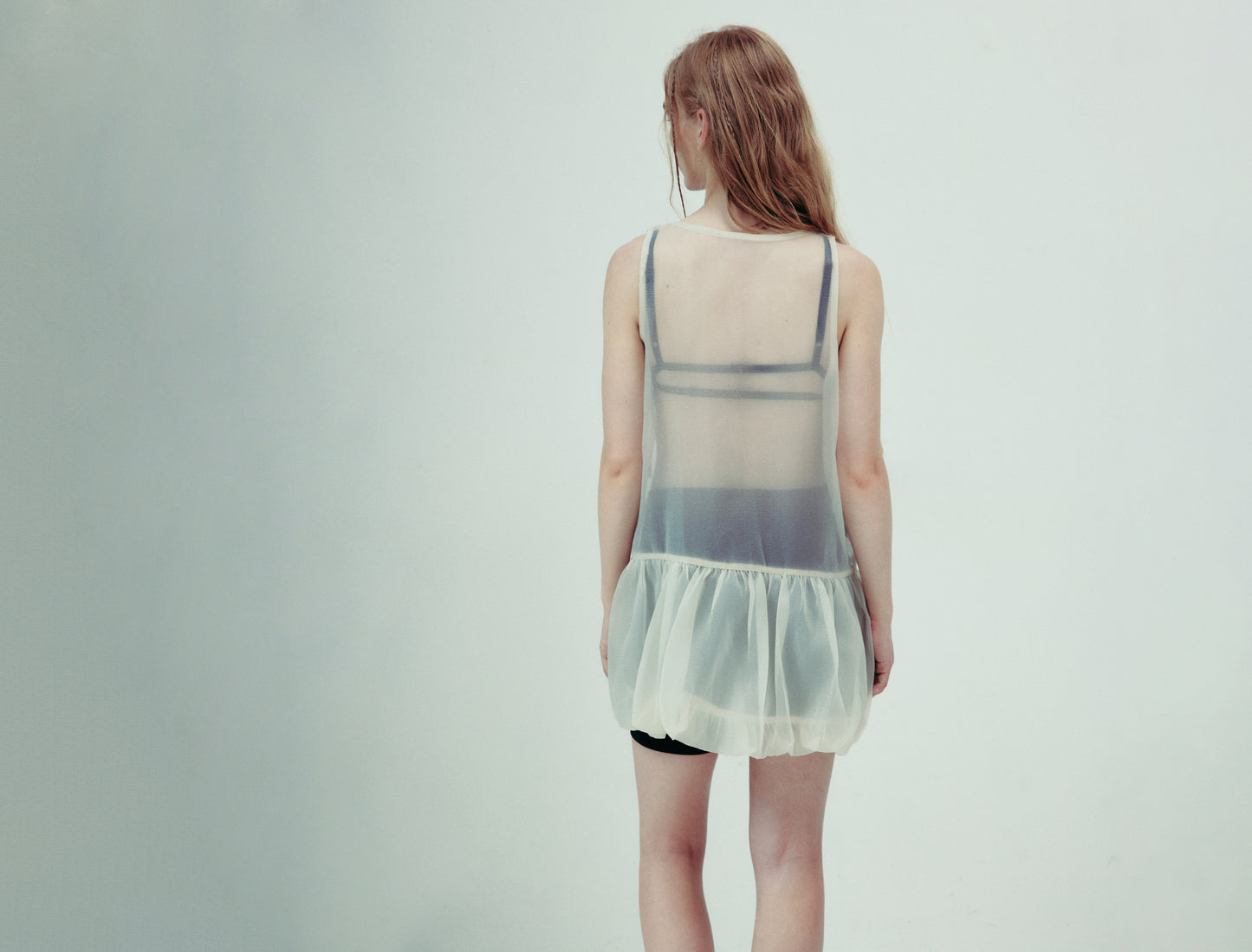 DROP 5 SHEER BALLON DRESS CREAM