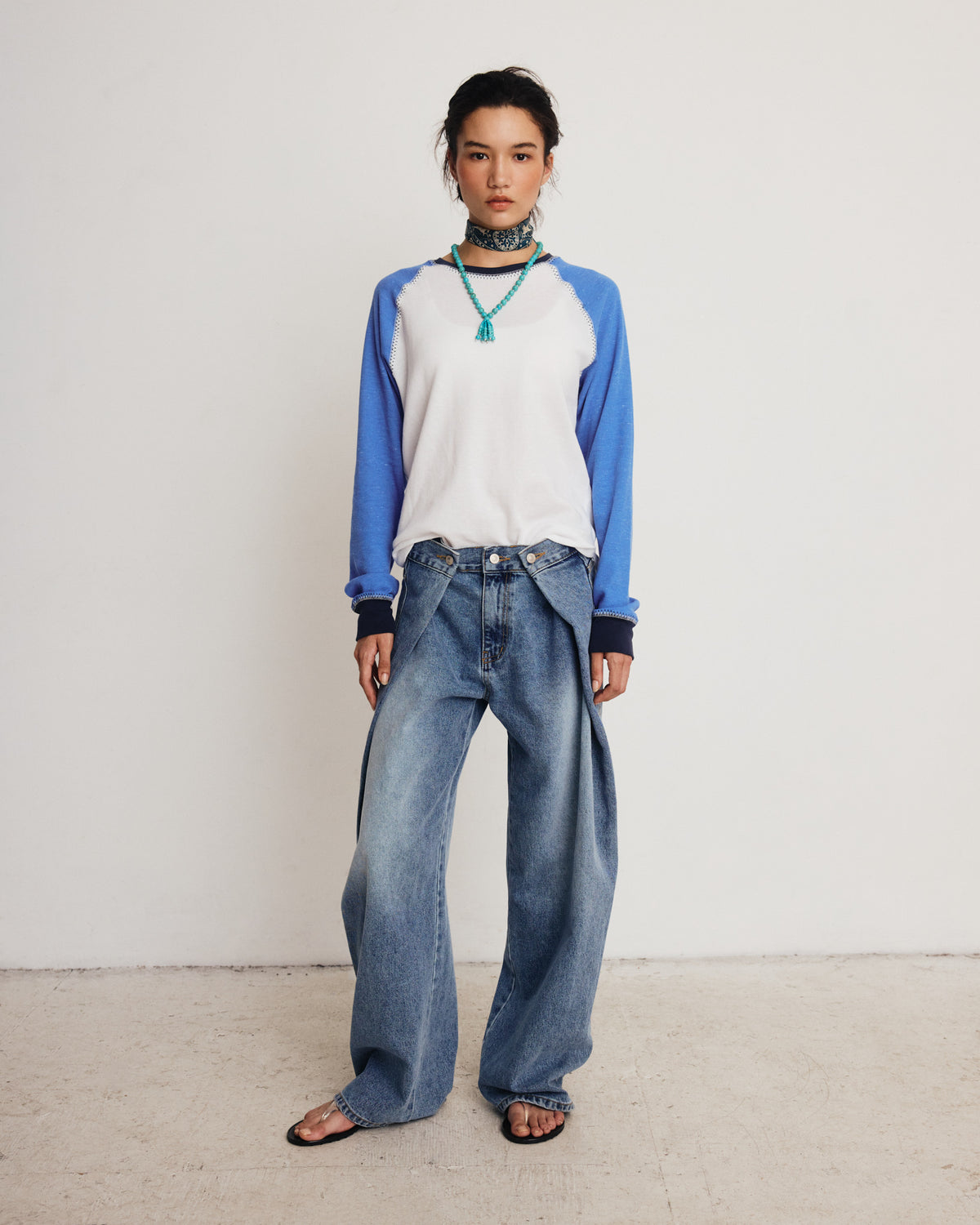 DROP 7 THE WAFFLE RAGLAN TEE BLEU