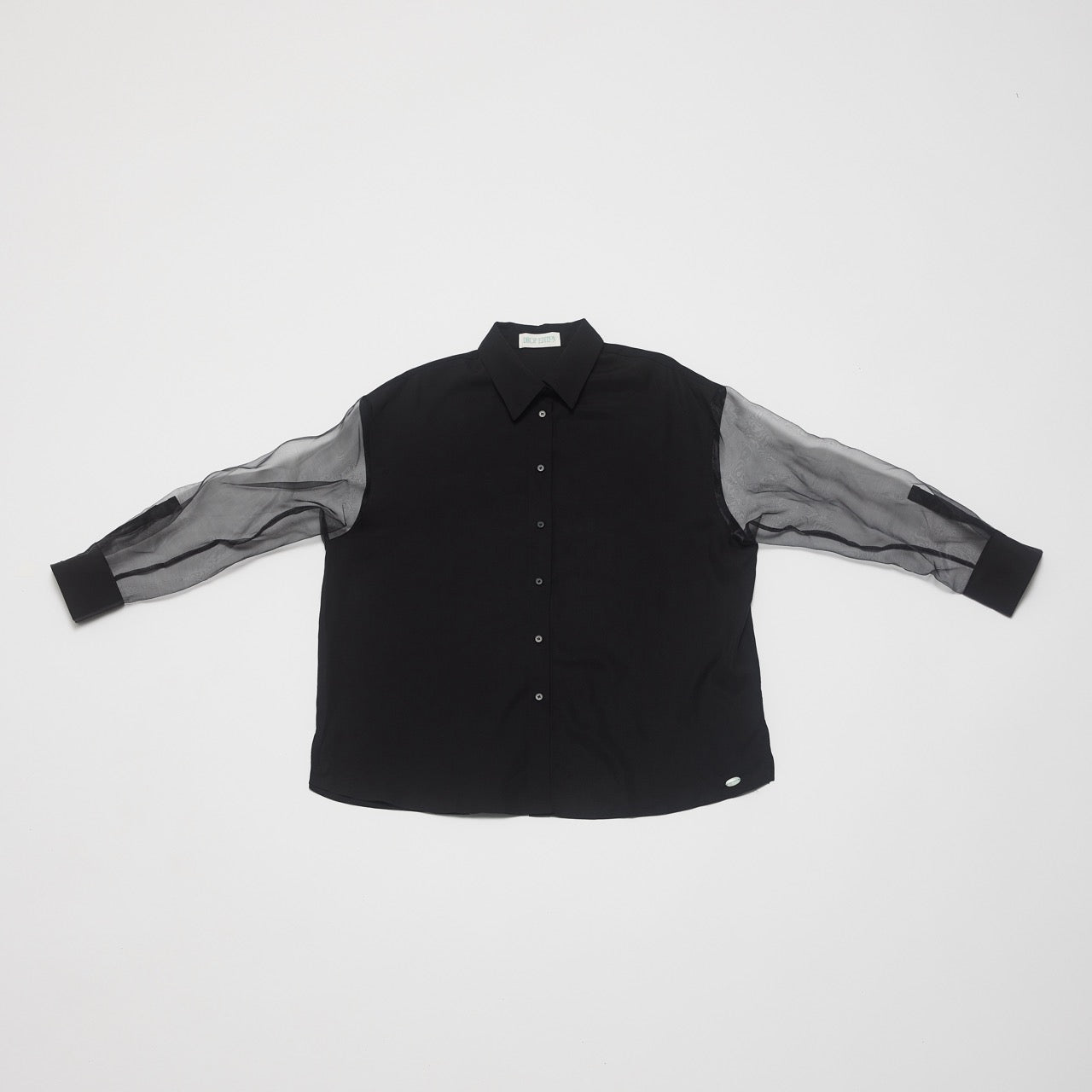 DROP 1 BLACK SHEER COLORBLOCK SHIRT