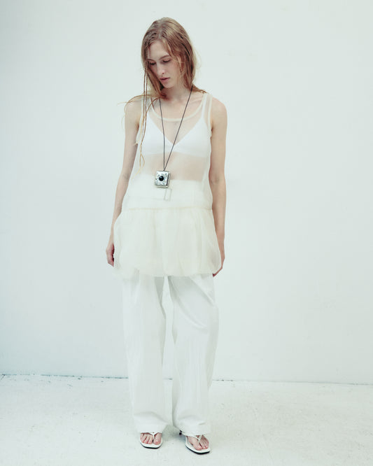 DROP 5 SHEER BALLON DRESS CREAM