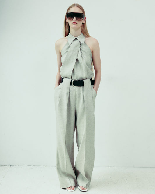 DROP 5 DUAL BELTED LINEN TROUSER
