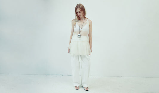 DROP 5 SHEER BALLON DRESS CREAM