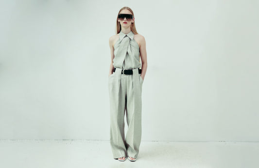 DROP 5 DUAL BELTED LINEN TROUSER