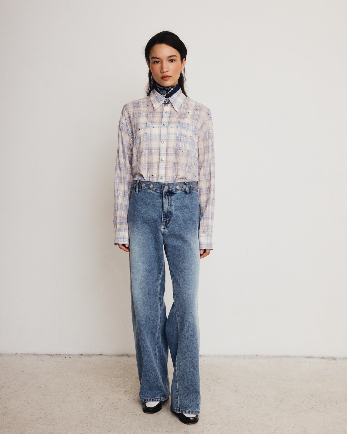 DROP 7 THE EMBELLISHED CHECKED SHIRT