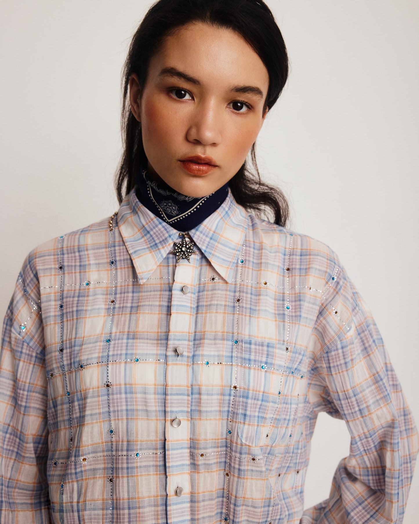 DROP 7 THE EMBELLISHED CHECKED SHIRT