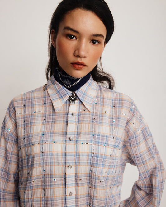 DROP 7 THE EMBELLISHED CHECKED SHIRT