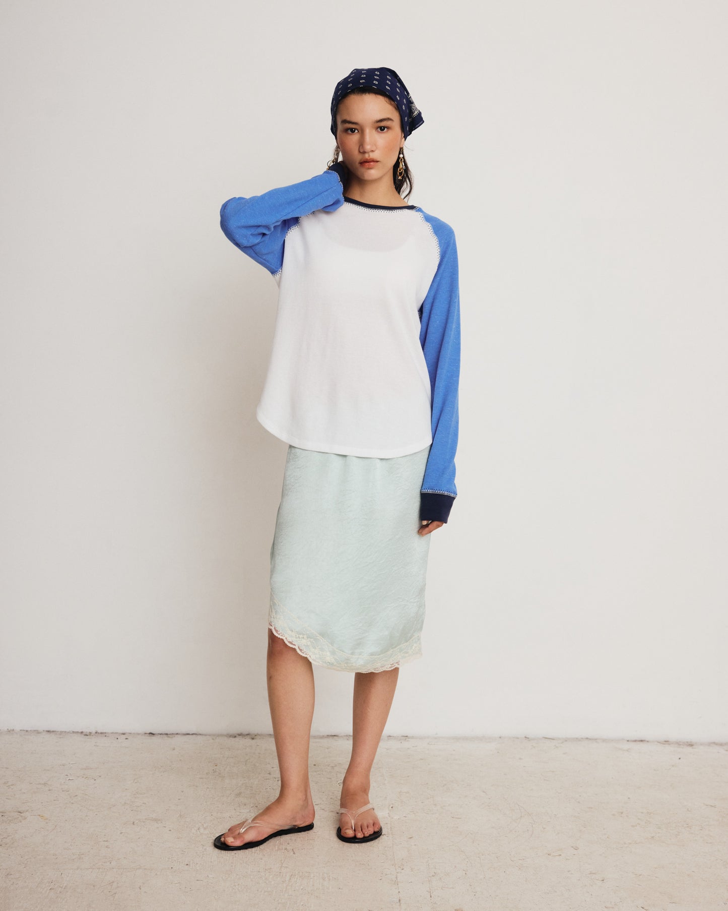 DROP 7 THE WAFFLE RAGLAN TEE BLEU