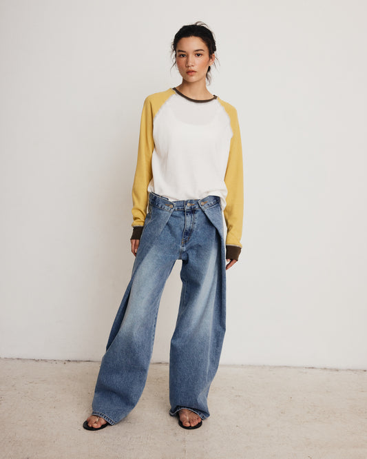 DROP 7 THE WAFFLE RAGLAN TEE MUSTARD
