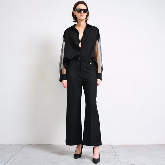 DROP 1 BLACK SHEER COLORBLOCK SHIRT