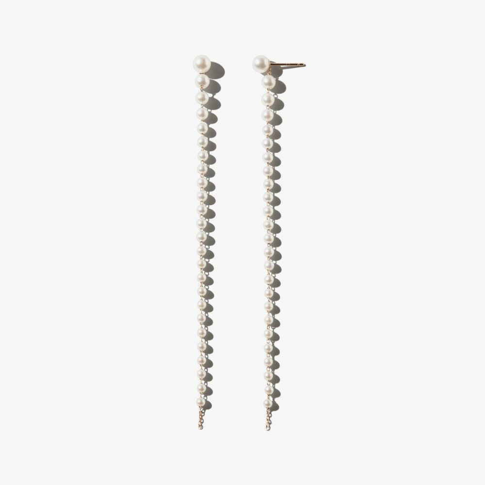 MIZUKI LONG CASCADING PEARL EARRINGS