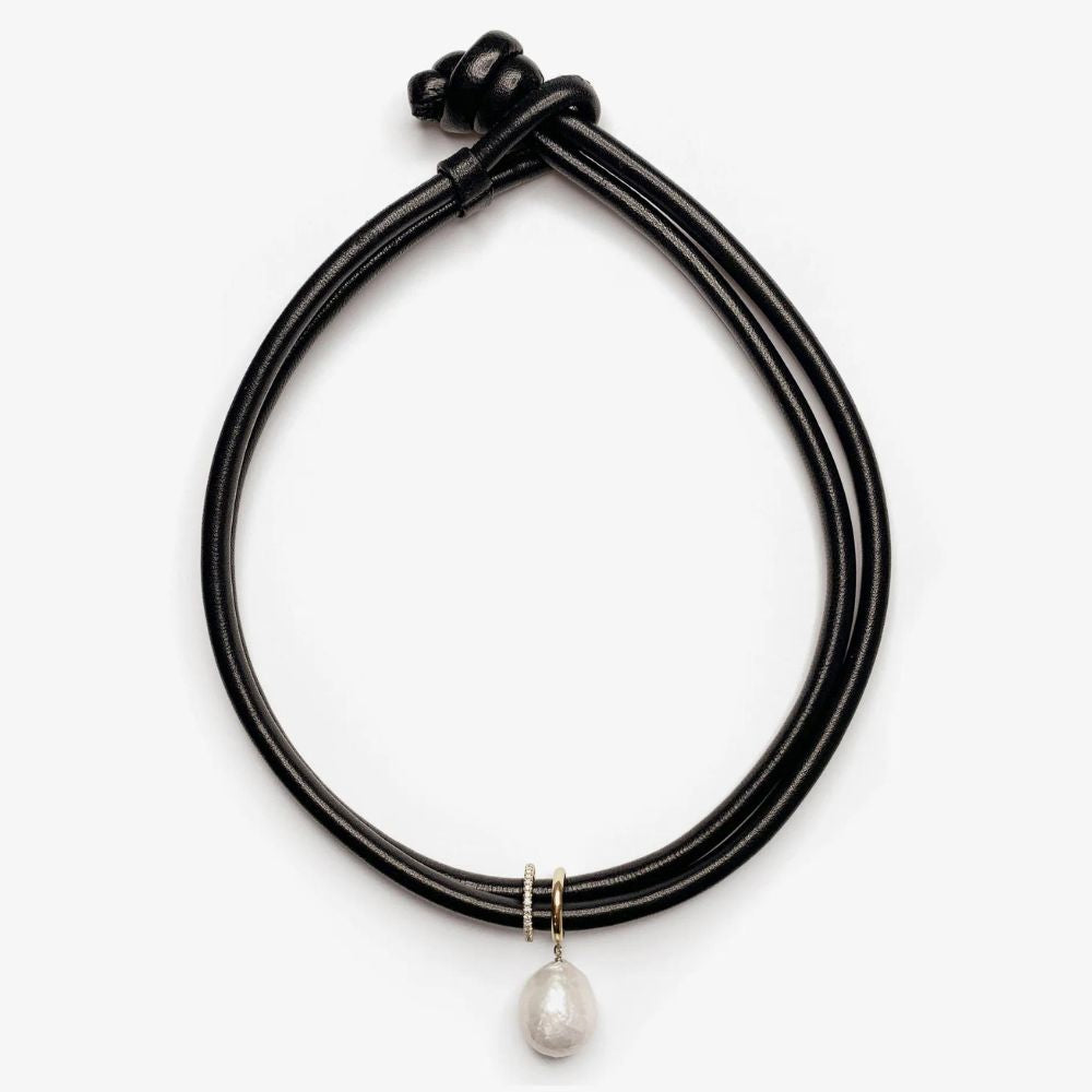 MIZUKI LARGE PEARL AND DIAMOND SLIDER NECKLACE